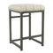 Metal Open Back Counter Stool with Fabric Upholstered Padded Seat, Cream and Black-Bar Stools & Tables-Cream and Black-Metal Plywood and Fabric-JadeMoghul Inc.
