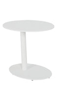 Metal Outdoor Side Table With Oval Top and Base, White-Outdoor Side Tables-White-Aluminum-JadeMoghul Inc.