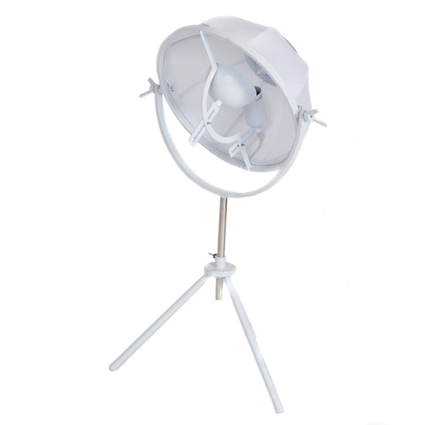 Metal Photography Table Lamp with Fabric Head and Tripod Feet, White and Silver-Table & Desk Lamp-White-Metal Fabric-JadeMoghul Inc.