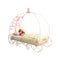 Metal Princess Twin Size Bed, Pink & White