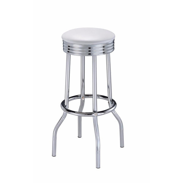 Metal Retro Ribbed Bar stool, Silver ,Set of 2