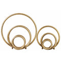 Metal Round Abstract Ring Sculpture, Gold, Set of 2-Sculptures-Gold-Metal-JadeMoghul Inc.