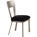 Metal Side Chair , Silver , Set Of 2-Accent Chairs-Silver and Black-Leather and Metal-JadeMoghul Inc.