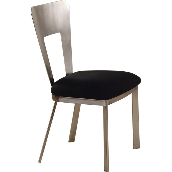 Metal Side Chair , Silver , Set Of 2-Accent Chairs-Silver and Black-Leather and Metal-JadeMoghul Inc.
