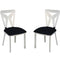 Metal Side Chair with Microfiber Upholstered Seat, Set of 2, Black and Silver-Accent Chairs-Black and Silver-Metal and Fabric-JadeMoghul Inc.