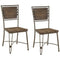 Metal Side Chair with Wooden Back and Seat, Set of 2, Brown and Gray-Accent Chairs-Brown and Gray-Wood and Metal-JadeMoghul Inc.