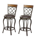 Metal & Solid Wood Swivel Barstool, Brown (Set of 2)-Bar Stools and Counter Stools-Brown-Metal solid wood Particle Board Fabric Cushion-JadeMoghul Inc.