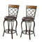 Metal & Solid Wood Swivel Barstool, Brown (Set of 2)-Bar Stools and Counter Stools-Brown-Metal solid wood Particle Board Fabric Cushion-JadeMoghul Inc.