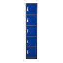 Metal Storage Locker Cabinet with Five Storage Compartments and Key Lock Entry, Blue and Gray-Cabinet and Storage Chests-Blue and Gray-Steel-JadeMoghul Inc.