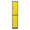 Metal Storage Locker Cabinet with Two Storage Compartments and Key Lock Entry, Yellow and Gray-Cabinet and Storage Chests-Yellow and Gray-Metal-JadeMoghul Inc.
