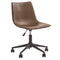 Metal Swivel Chair with Faux Leather Upholstery and Adjustable Seat, Brown and Black-Office Chairs-Brown and Black-Metal-JadeMoghul Inc.