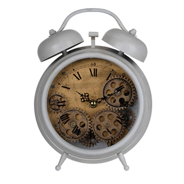 Metal Table Clock, White-Desk and Mantel Clocks-White-iron plastic-JadeMoghul Inc.