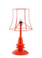 Metal Table Lamp with Wire Shade and Pedestal Style Feet, Orange-Table & Desk Lamp-Red-Metal-JadeMoghul Inc.
