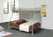 Metal Twin Over Full Bunk Bed With Full Length Guard Rails, Silver-Bedroom Furniture-Silver-Metal-JadeMoghul Inc.