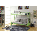 Metal Twin over Full Size Futon Bunk Bed With Built-in Side Ladders, Green-Bedroom Furniture-Green-Metal-JadeMoghul Inc.