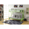 Metal Twin over Full Size Futon Bunk Bed With Built-in Side Ladders, Green-Bedroom Furniture-Green-Metal-JadeMoghul Inc.