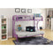 Metal Twin over Full Size Futon Bunk Bed With Built-in Side Ladders, Purple-Bedroom Furniture-Purple-Metal-JadeMoghul Inc.