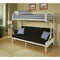 Metal Twin over Full Size Futon Bunk Bed With Built-in Side Ladders, White-Bedroom Furniture-White-Metal-JadeMoghul Inc.