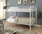 Metal Twin over Twin Bunk Bed In Contemporary Style, White-Bedroom Furniture-White-Metal-JadeMoghul Inc.