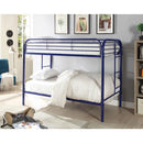 Metal Twin Over Twin Bunk Bed with Attached Side Rails And Side Ladders, Blue-Bedroom Furniture-Blue-Metal-JadeMoghul Inc.