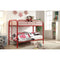 Metal Twin Over Twin Bunk Bed with Attached Side Rails And Side Ladders, Red-Bedroom Furniture-Red-Metal-JadeMoghul Inc.