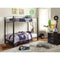 Metal Twin Over Twin Bunk Bed with Side Built-in Ladder, Black and Silver-Bedroom Furniture-Black and Silver-Metal-JadeMoghul Inc.