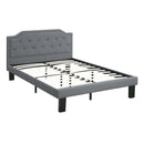 Metal Twin Size Bed In Gray Fabric-Platform Beds-Gray-Fabric Particle Board Pine Metal stretchers-JadeMoghul Inc.