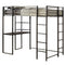 Metal Twin Size Bed With Work Station, Black