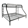 Metal Twin XL/Queen Bunk Bed With Ladders, Black-Bedroom Sets-Black-Metal-JadeMoghul Inc.