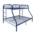 Metal Twin XL/Queen Bunk Bed With Ladders, Blue-Bedroom Sets-Blue-Metal-JadeMoghul Inc.