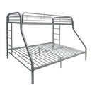 Metal Twin XL/Queen Bunk Bed With Ladders, Silver-Bedroom Sets-Silver-Metal-JadeMoghul Inc.