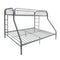 Metal Twin XL/Queen Bunk Bed With Ladders, Silver-Bedroom Sets-Silver-Metal-JadeMoghul Inc.