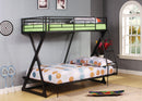 Metal Twin/Full Bunk Bed, Sandy Black