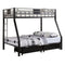 Metal Twin/Full Size Bunk Bed, Silver and Black