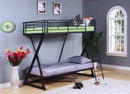 Metal Twin/Twin Bunk Bed, Sandy Black