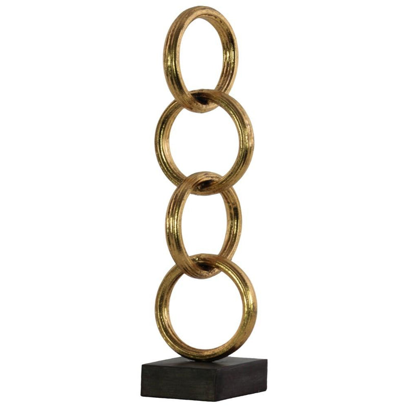 Metal Vertical Chain Abstract Sculpture, Gold-Sculptures-Gold-Metal-JadeMoghul Inc.