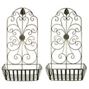 Metal Wall Decor With Intricate Design and Wired Basket, Assortment of Two , Gray-Metal Wall Decor-Gray-Metal-JadeMoghul Inc.