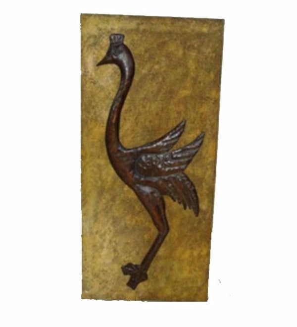 Metal Wall decor With Ostrich, Yellow And Brown-Metal Wall Art-Yellow and Brown-Metal-JadeMoghul Inc.