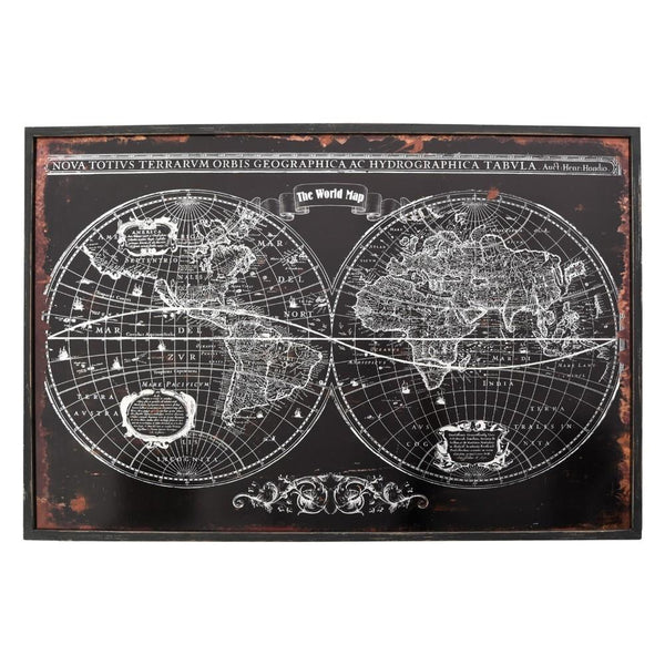 Metal World Map Wall Art D�cor, Black-Metal Wall Art-Black-Metal-JadeMoghul Inc.