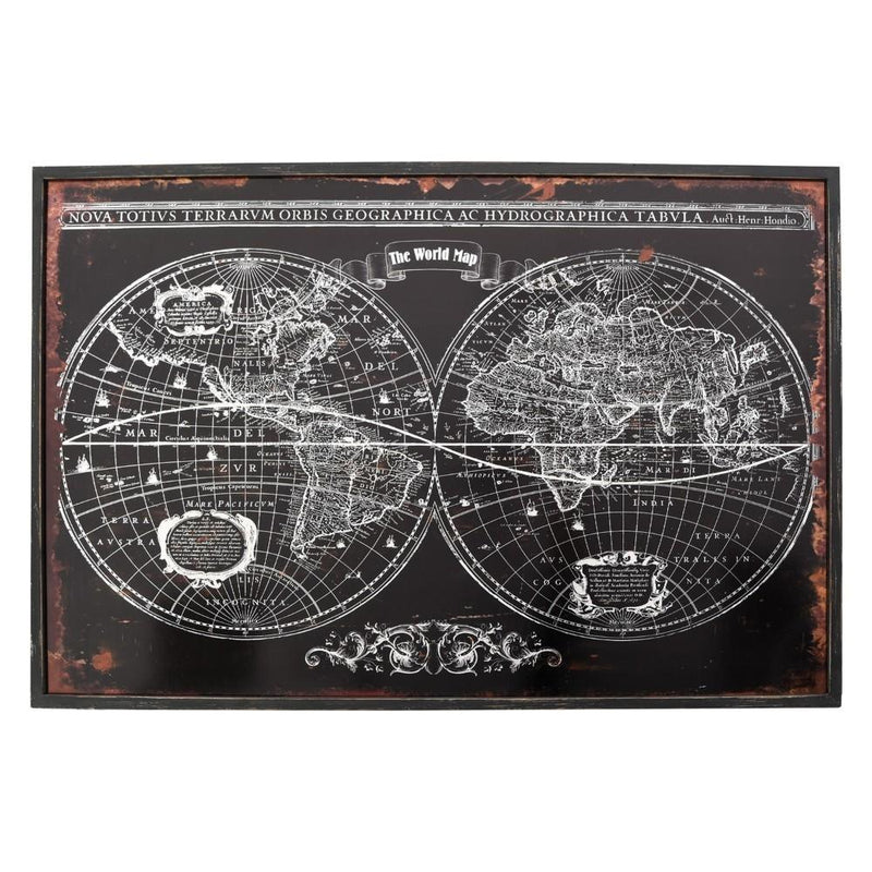 Metal World Map Wall Art D�cor, Black-Metal Wall Art-Black-Metal-JadeMoghul Inc.