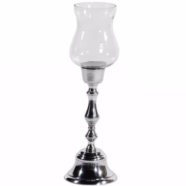 Metal/Glass Candle Holder, Clear-Candleholders-Clear-Metal/Glass-JadeMoghul Inc.