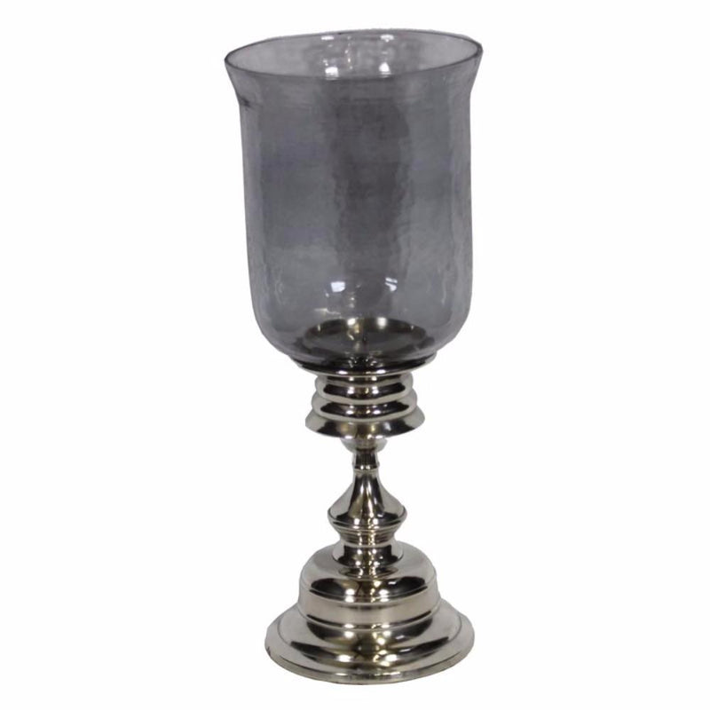 Metal/Glass Candle Holder, Gray & Silver-Candleholders-Gray-Metal/Glass-JadeMoghul Inc.