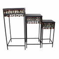 Metallic Accent Table Set , Black, Set Of 3-Coffee Tables-Black-Metal-JadeMoghul Inc.