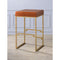 Metallic Bar Height Stool with Leather Upholstered Seat, Gold & Brown-Accent Stools-Gold & Brown-Metal & Leather-JadeMoghul Inc.