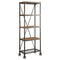 Metallic Book Case With Wooden Top And Shelves, Brown, Black-Bookcases-Brown, Black-Wood Metal-JadeMoghul Inc.
