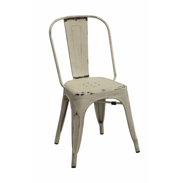 Metallic Chic Industrial Dining Chair, White, Set of 4-Dining Chairs-White-Metal-JadeMoghul Inc.