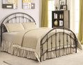 Metallic Full Size Bed with Double Arched Headboard & Footboard, Dark Bronze-Bedroom Furniture-Bronze-Metal-JadeMoghul Inc.