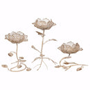 Metallic Lotus Flower Design Candle Holders, Set of 3, White-Candleholders-White-metal-JadeMoghul Inc.
