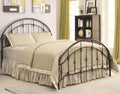 Metallic Twin Size Bed with Double Arched Headboard & Footboard, Dark Bronze-Bedroom Furniture-Bronze-Metal-JadeMoghul Inc.