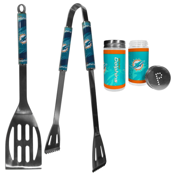 Miami Dolphins 2pc BBQ Set with Tailgate Salt & Pepper Shakers-Tailgating Accessories-JadeMoghul Inc.